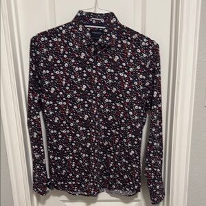 Express Floral Button-Up Shirt - Black and Red